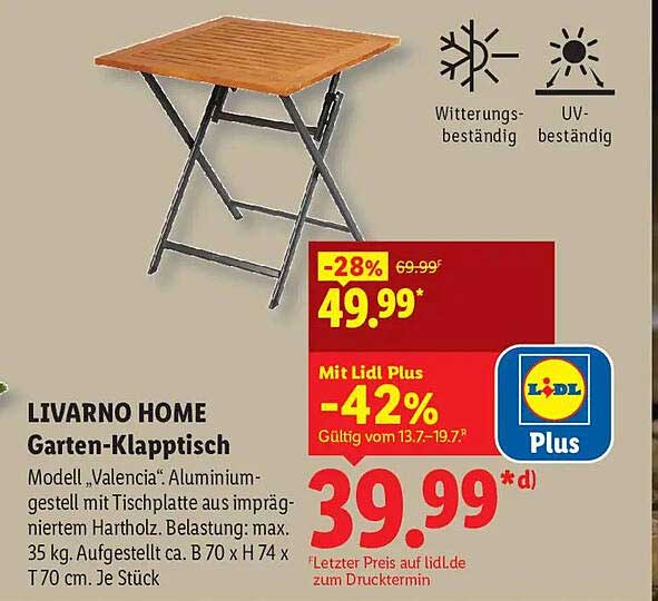 LIVARNO HOME Garten-Klapptisch