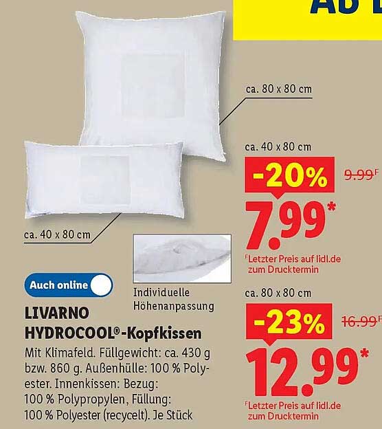 LIVARNO HYDROCOOL®-Kopfkissen