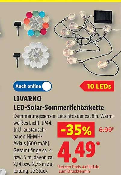 LIVARNO LED-Solar-Sommerlichterkette