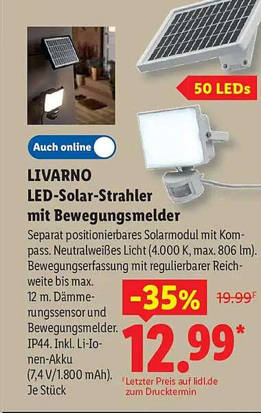 LIVARNO LED-Solar-Strahler mit Bewegungsmelder
