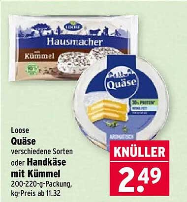 Loose Quäse verschiedene Sorten oder Handkäse mit Kümmel