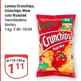 Lorenz Crunchips, Crunchips Wow oder Roasted Verschiedene Sorten, 1 kg: 7.40–10.09