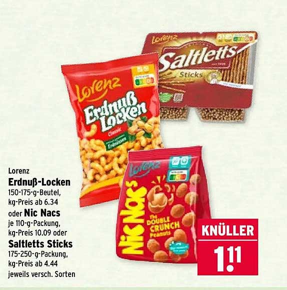 Lorenz Erdnuss-Locken, Nic Nacs oder Saltletts Sticks