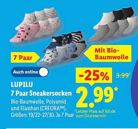 LUPILU 7 Paar Sneakersocken