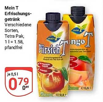 Mein T Erfrischungsgetränk Verschiedene Sorten, Tetra Pak, 1 l = 1.58, pfandfrei