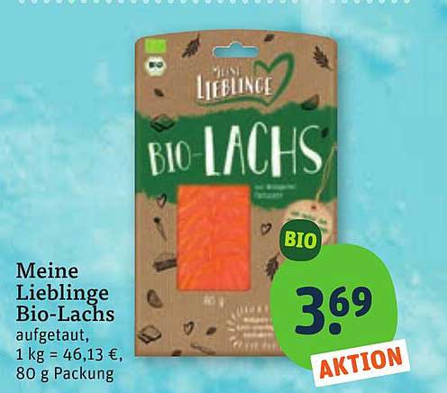 Meine Lieblinge Bio-Lachs aufgetaut, 1 kg = 46,13 €, 80 g Packung