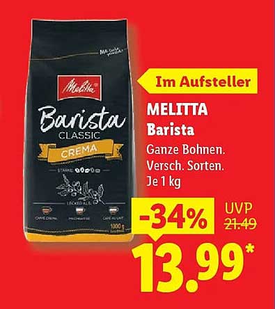 MELITTA Barista Ganze Bohnen. Versch. Sorten. Je 1 kg