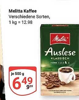 Melitta Kaffee Verschiedene Sorten, 1 kg = 12.98