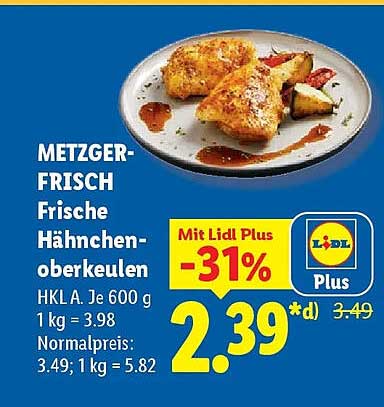 METZGER-FRISCH Frische Hähnchen-oberkeulen