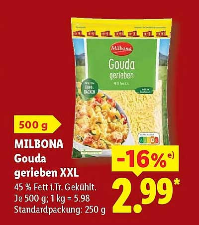 MILBONA Gouda gerieben XXL