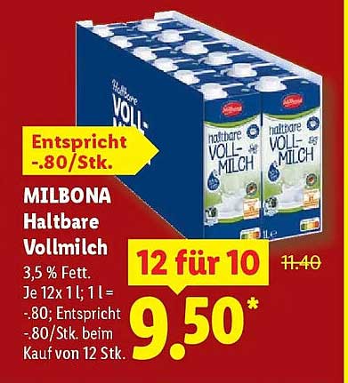 MILBONA Haltbare Vollmilch