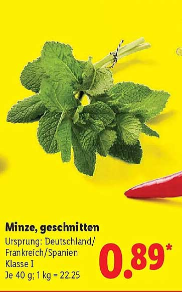 Minze, geschnitten