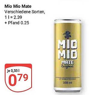 Mio Mio Mate Verschiedene Sorten, 1 l = 2.39 + Pfand 0.25