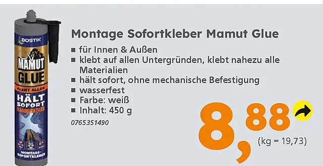 Montage Sofortkleber Mamut Glue