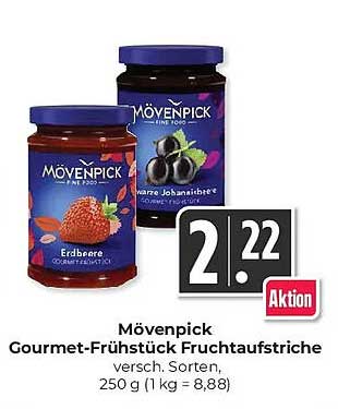 Mövenpick Gourmet-Frühstück Fruchtaufstriche versch. Sorten, 250 g (1 kg = 8,88)