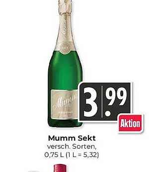 Mumm Sekt versch. Sorten 0,75 L (1 L = 5,32)