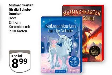 Mutmachkarten für die Schule- Drachen Oder Einhorn Kartonbox mit je 50 Karten