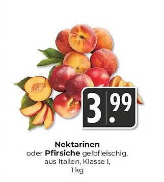 Nektarinen oder Pfirsiche gelbfleischig, aus Italien, Klasse I, 1 kg