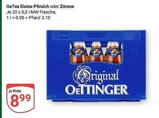 OeTea Eistee Pfirsich oder Zitrone