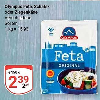 Olympus Feta, Schafs- oder Ziegenkäse Verschiedene Sorten, 1 kg = 15.93