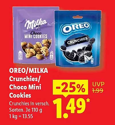 OREO/MILKA Crunchies/ Choco Mini Cookies