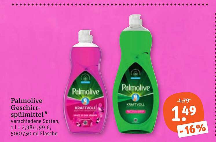 Palmolive Geschirr-spülmittel⁸ verschiedene Sorten, 1 l = 2,98/1,99 €, 500/750 ml Flasche