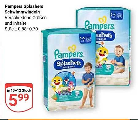 Pampers Splashers Schwimmwindeln Verschiedene Größen und Inhalte, Stück: 0.58–0.70