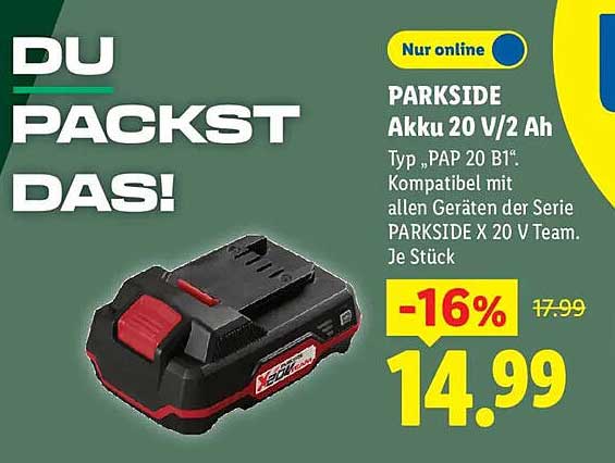 PARKSIDE Akku 20 V/2 Ah