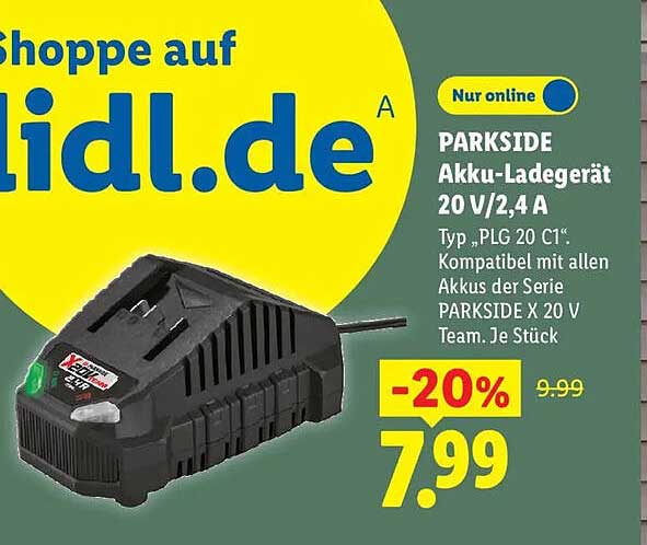 PARKSIDE Akku-Ladegerät 20 V/2,4 A