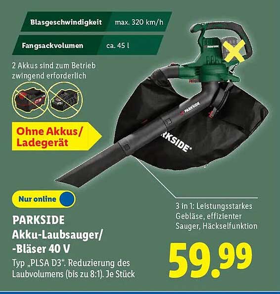 PARKSIDE Akku-Laubsauger/-Bläser 40 V