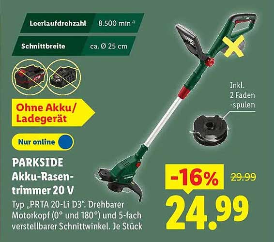 PARKSIDE Akku-Rasentrimmer 20 V
