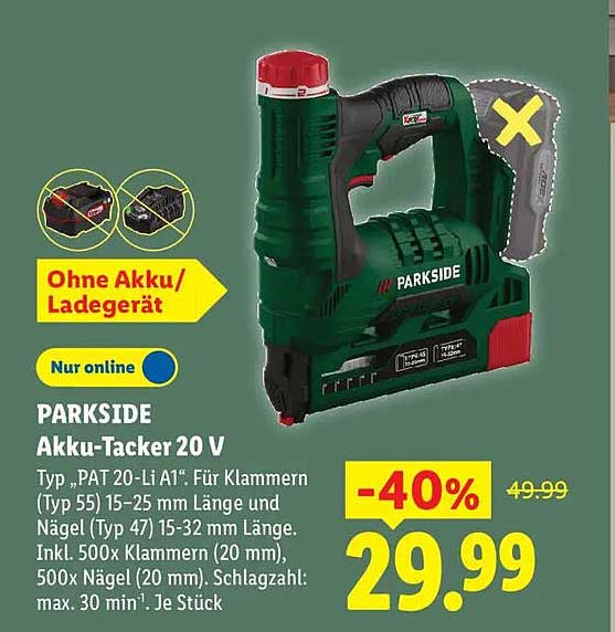 PARKSIDE Akku-Tacker 20 V