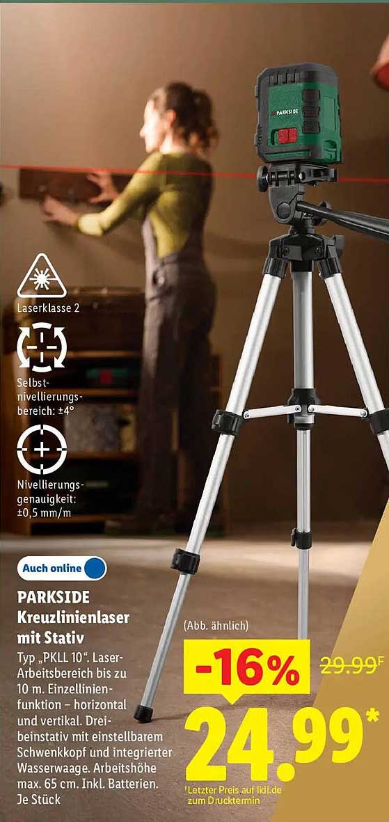 PARKSIDE Kreuzlinienlaser mit Stativ