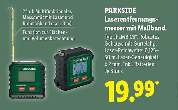 PARKSIDE Laserentfernungsmesser mit Maßband