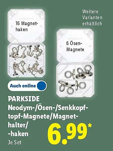 PARKSIDE Neodym-/Ösen-/Senkkopf-topf-Magnete/Magnet-halter/-haken