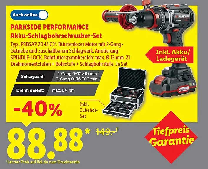 PARKSIDE PERFORMANCE Akku-Schlagbohrschrauber-Set