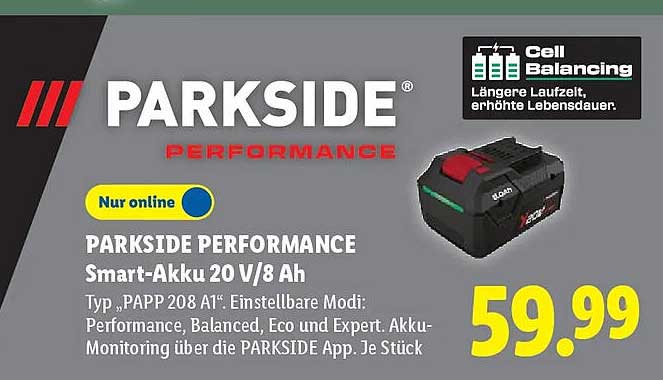 PARKSIDE PERFORMANCE Smart-Akku 20 V/8 Ah