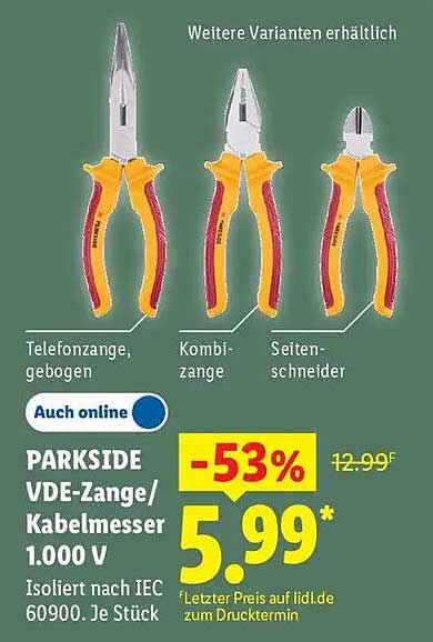 PARKSIDE VDE-Zange/Kabelmesser 1.000 V