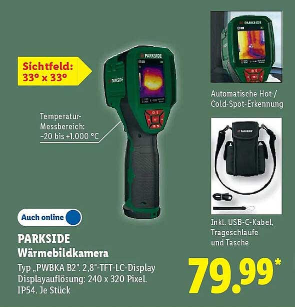 PARKSIDE Wärmebildkamera Typ „PWBKA B2“ 2,8“-TFT-LC-Display