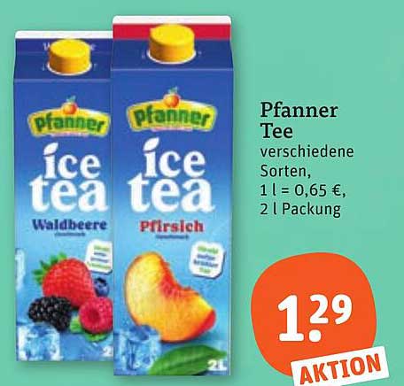 Pfanner Tee verschiedene Sorten, 1 l = 0,65 €, 2 l Packung