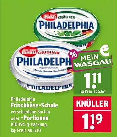 Philadelphia Frischkäse-Schale verschiedene Sorten oder -Portionen 100-195-g Packung, kg-Preis ab 6.10
