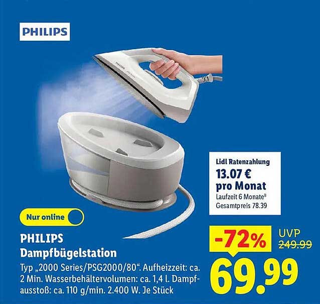 PHILIPS Dampfbügelstation Typ „2000 Series/PSG2000/80“