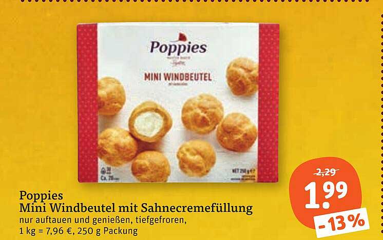 Poppies Mini Windbeutel mit Sahnecremefüllung