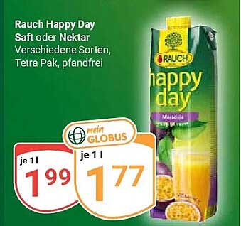 Rauch Happy Day Saft oder Nektar Verschiedene Sorten, Tetra Pak, pfandfrei