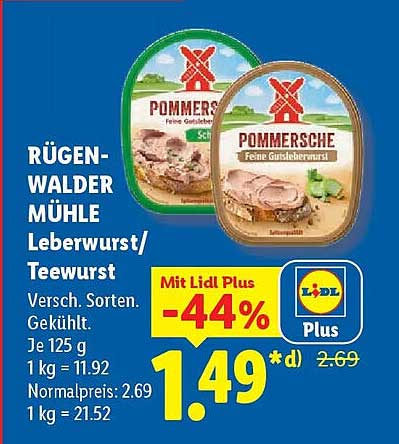 RÜGEN-WALDER MÜHLE Leberwurst/ Teewurst