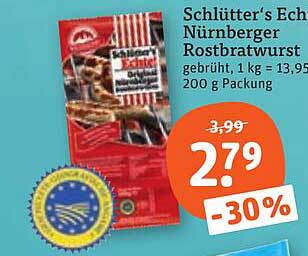 Schlütter's Echt Nürnberger Rostbratwurst