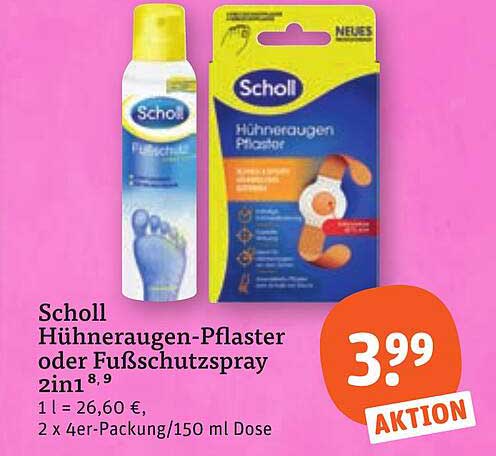 Scholl Hühneraugen-Pflaster oder Fußschutzspray 2in1