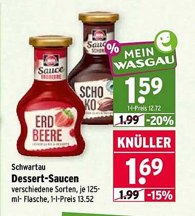 Schwartau Dessert-Saucen verschiedene Sorten, je 125-ml-Flasche, 1l-Preis 13.52