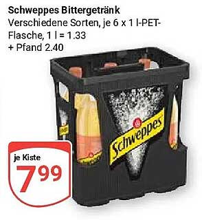 Schweppes Bittergetränk Verschiedene Sorten, je 6 x 1 l-PET-Flasche, 1 l = 1.33 + Pfand 2.40