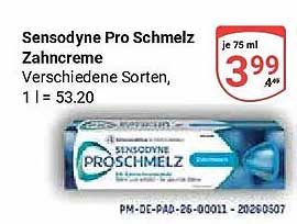 Sensodyne Pro Schmelz Zahncreme Verschiedene Sorten, 1 l = 53.20